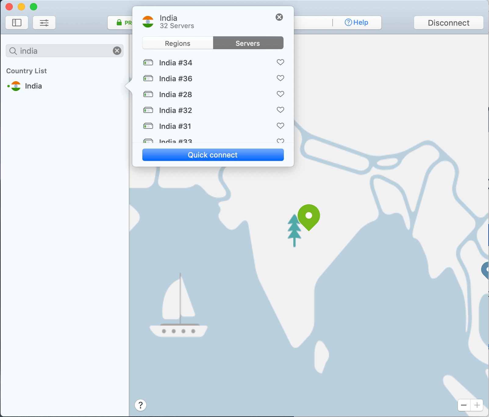 我是用 Mac 版本的 NordVPN 啦,開啟後直接連到想連的國家/地區即可。