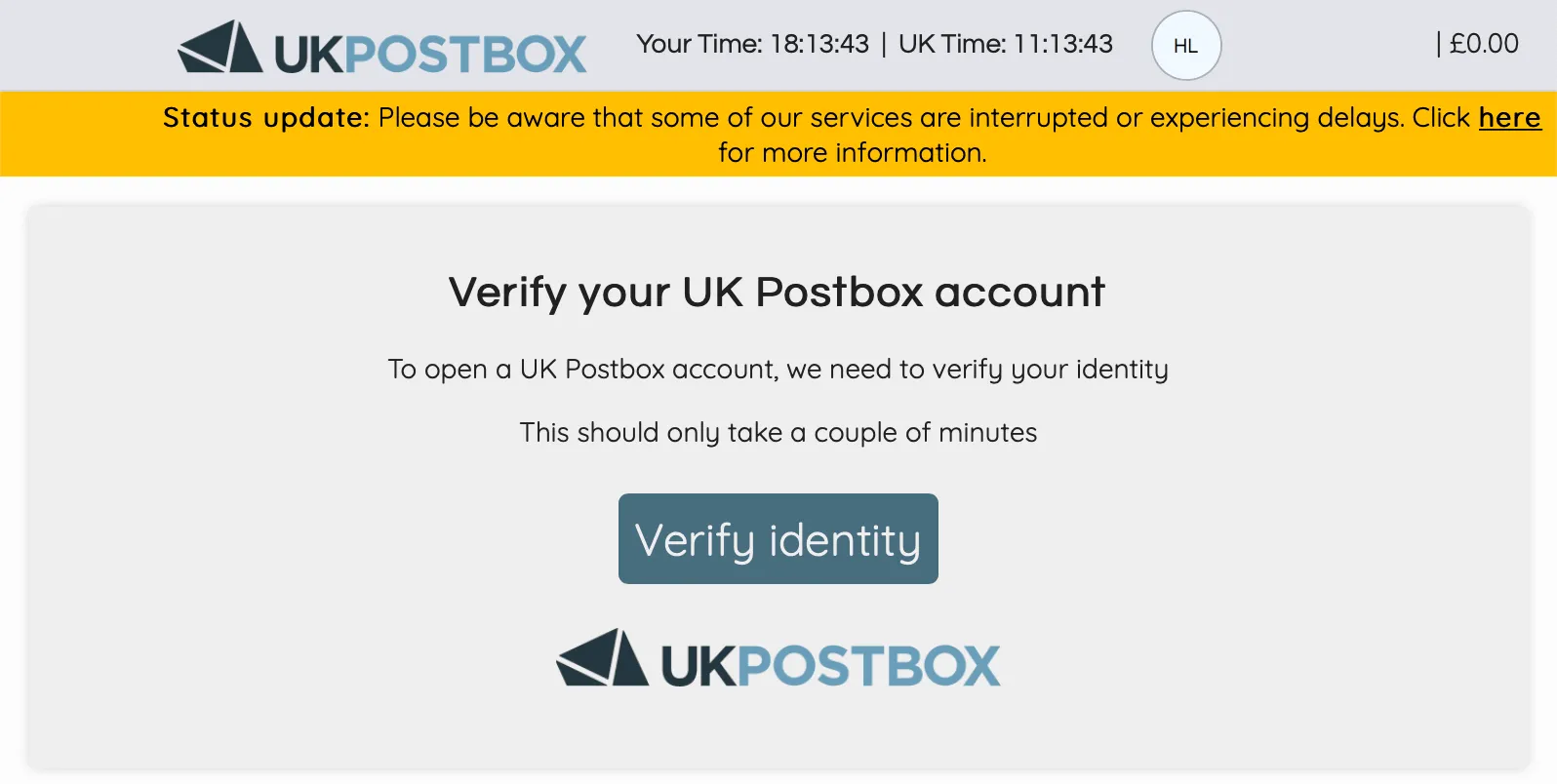 我們需要驗證身份後才可以正式使用 UK Postbox 的地址去收件。
