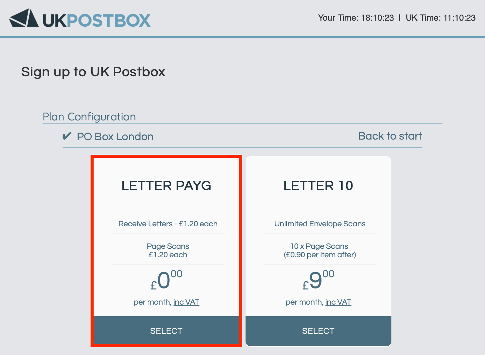 然後選擇 Letter PayG 的計劃。