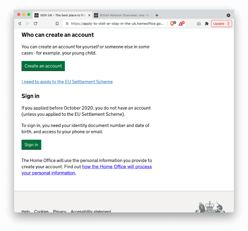 第一次使用的話就按 Create an Account 吧!