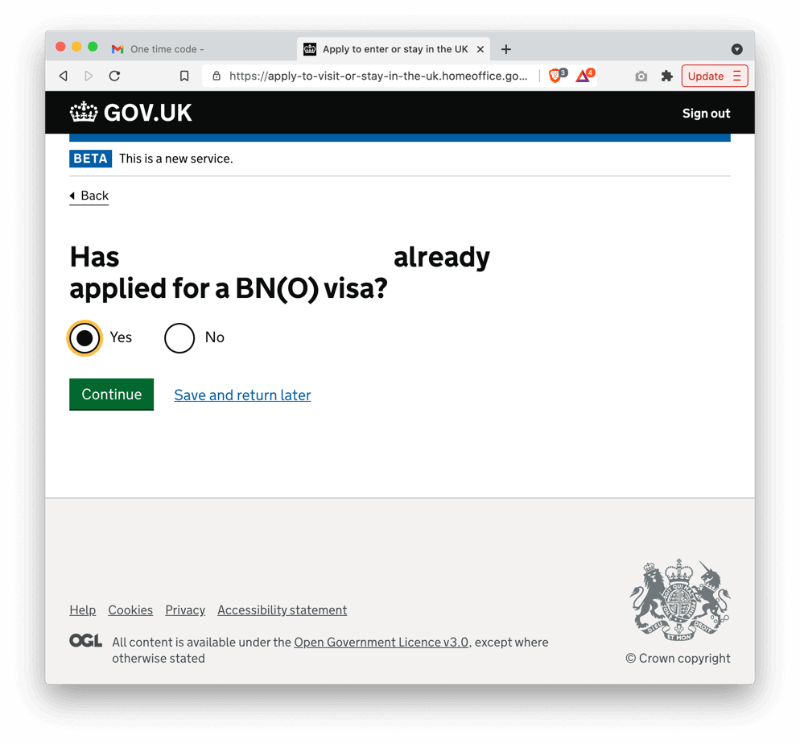 系統也會問到主申請人是否已經申請 BNO Visa?那當然是啊!