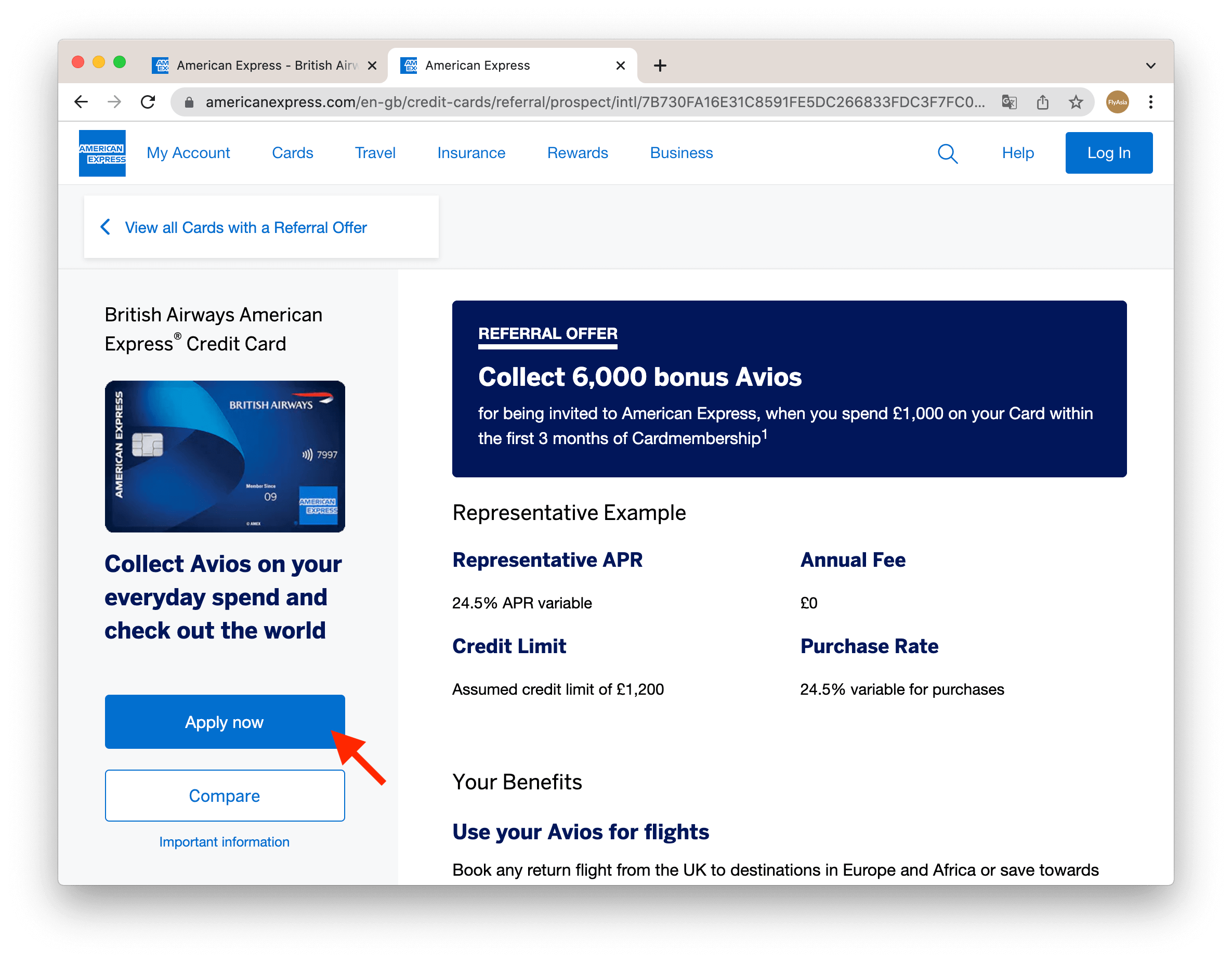 用 Global Transfer 就跟平日申請信用卡沒有什麼大分別,就直接去英國 AE 的官網找找想申請的信用卡,再直接經網上填表申請即可。
