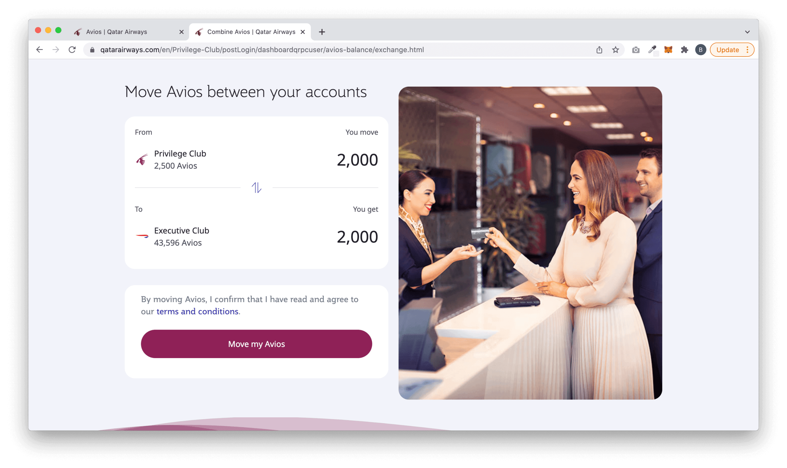 輸入想要轉移的 Avios 數目,再點擊 Move my Avios 就可以免費轉移相關的里數!