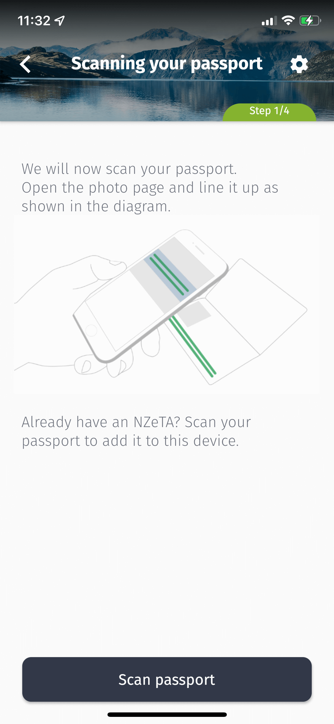 按 Scan Passport 準備掃描護照