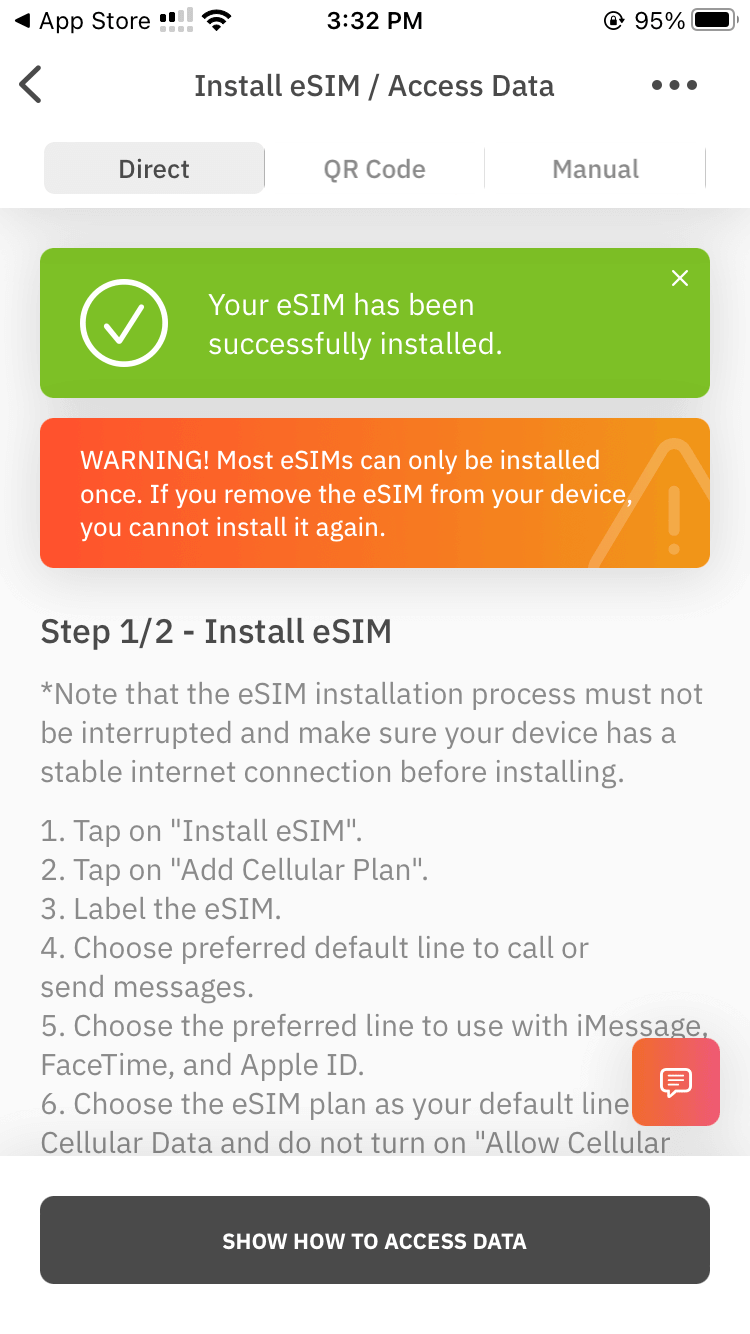 然後就安裝好 eSIM 啦!