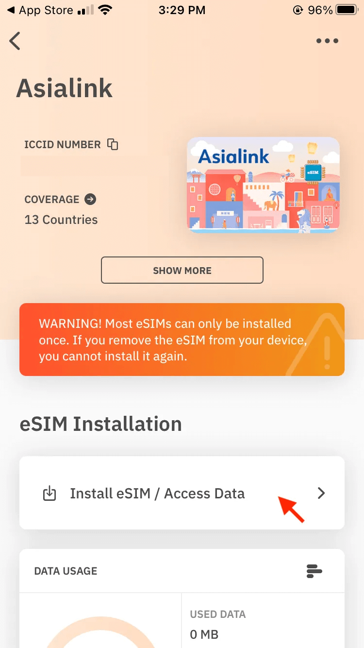 按 Install eSIM