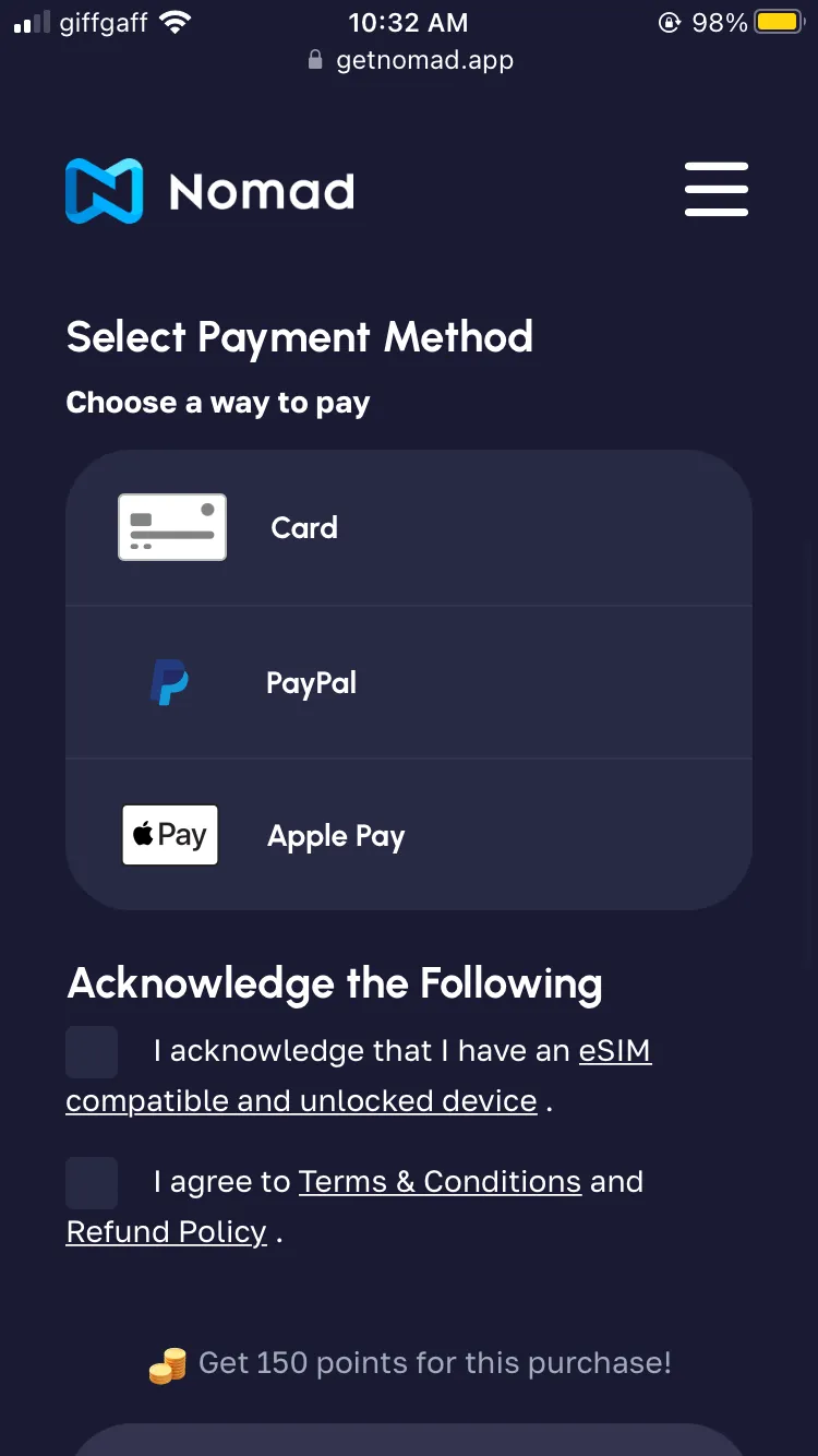 付款時,我們可以選用 Visa、Mastercard、AMEX、銀聯等信用卡,也可以使用 PayPal 或 Apple Pay 去付款。