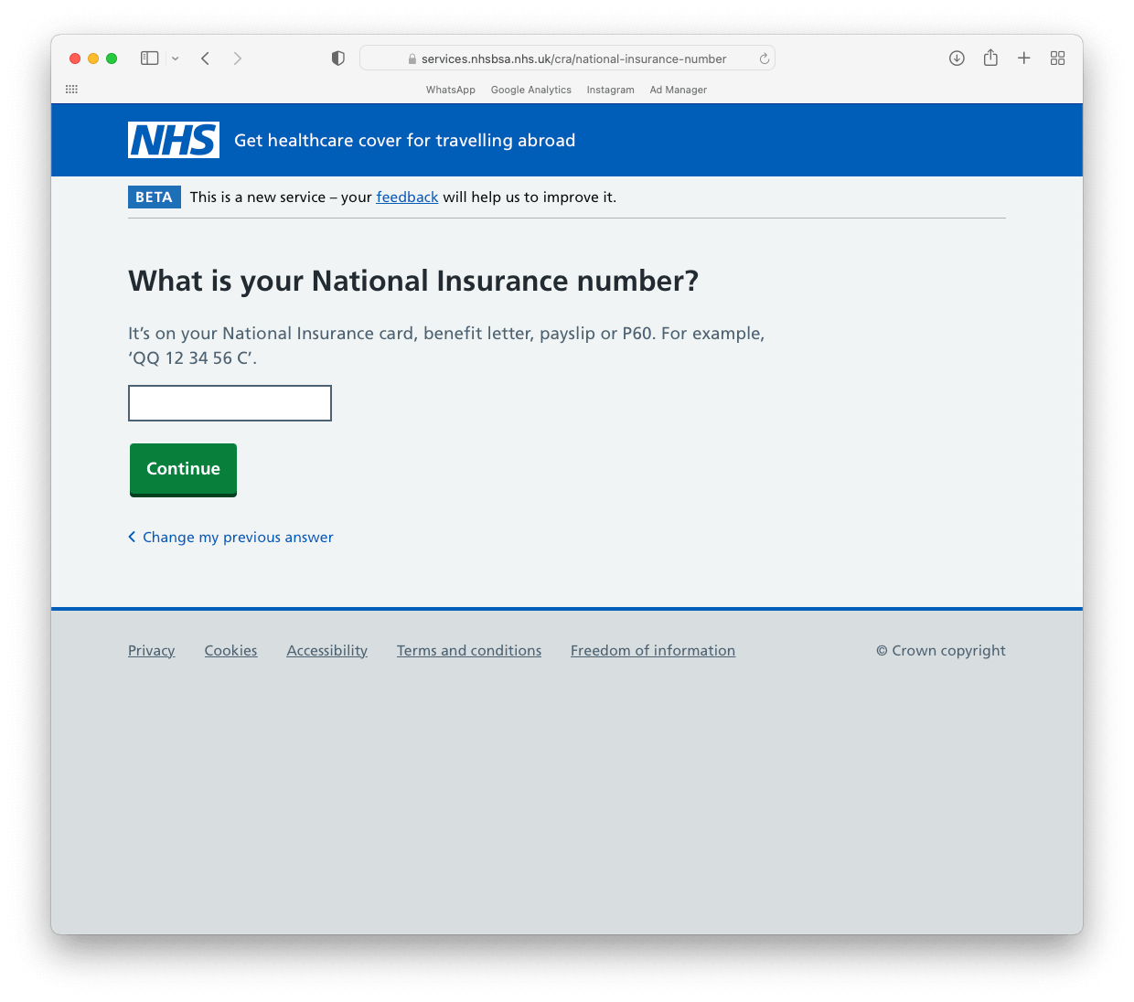 然後也要填 National Insurance 號碼。