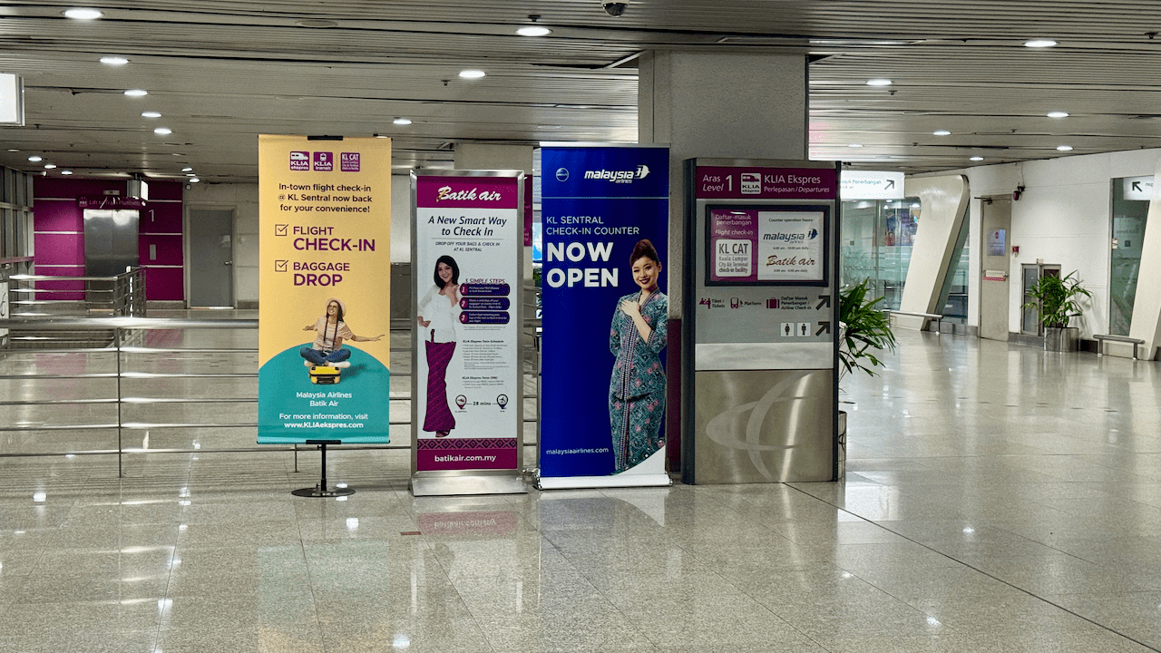 搭機場快綫去 KLIA / klia 2 的馬航或 Batik Air 乘客可使用市區預辦登機服務。