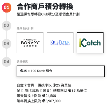 Club 積分可以兌換成 Katch 積分