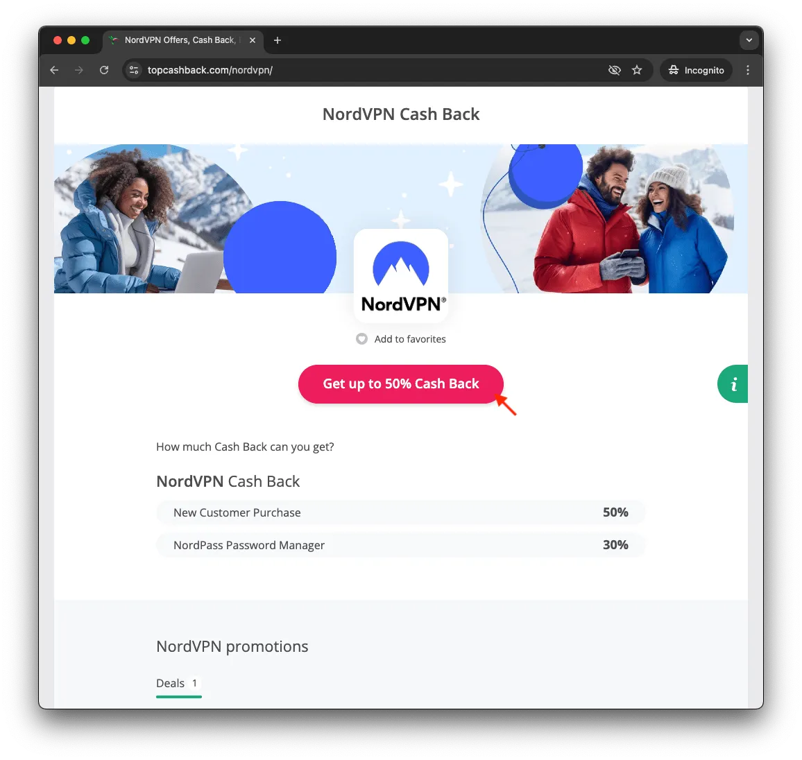 不要使用 AdBlock 等影響 Cookies 的軟件,然後點擊 Topcashback 內的連結去買 NordVPN。