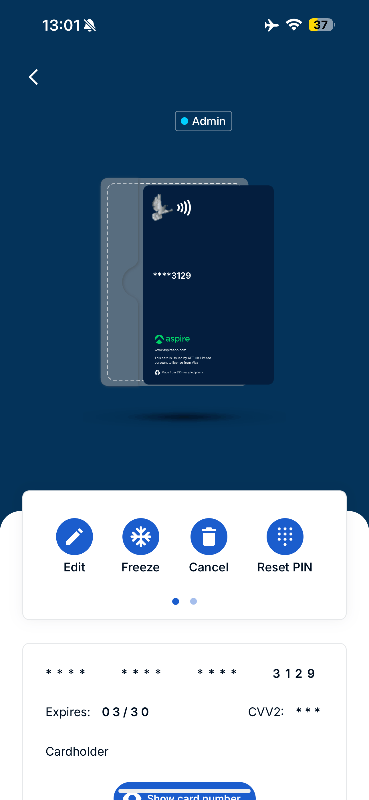 Aspire Visa 公司卡是張 Visa 卡。